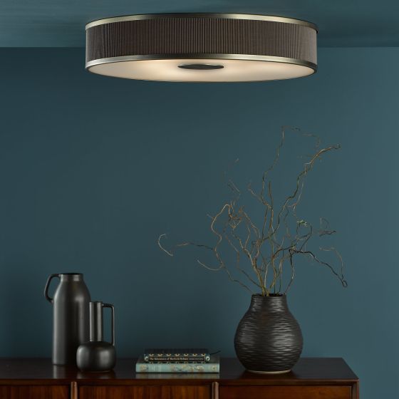 Där Lighting Alvaro 6 Light Flush Antique Bronze With Brown Shade