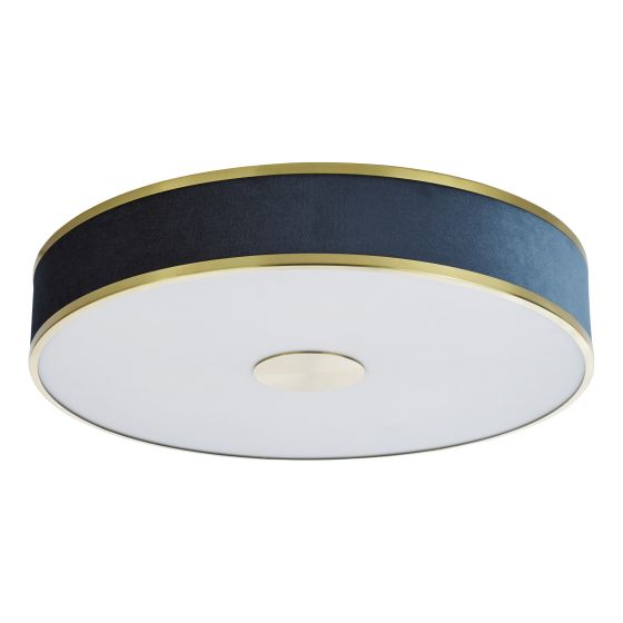 Där Lighting Alvaro 6 Light Flush Brushed Brass With Blue Shade