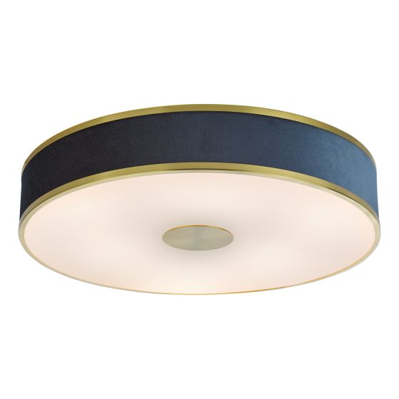 där lighting Alvaro 6 Light Flush Brushed Brass With Blue Shade
