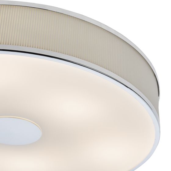 Där Lighting Alvaro 6 Light Flush Polished Chrome With Ivory Shade