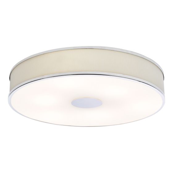 där lighting Alvaro 6 Light Flush Polished Chrome With Ivory Shade