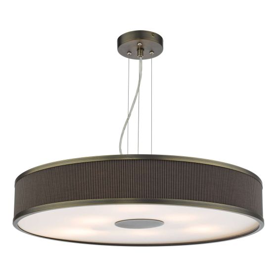 Där Lighting Alvaro 6 Light Pendant Antique Bronze With Brown Shade