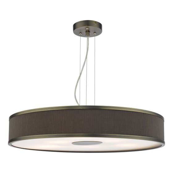 där lighting Alvaro 6 Light Pendant Antique Bronze With Brown Shade