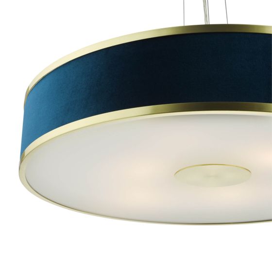 Där Lighting Alvaro 6 Light Pendant Brushed Brass With Blue Shade