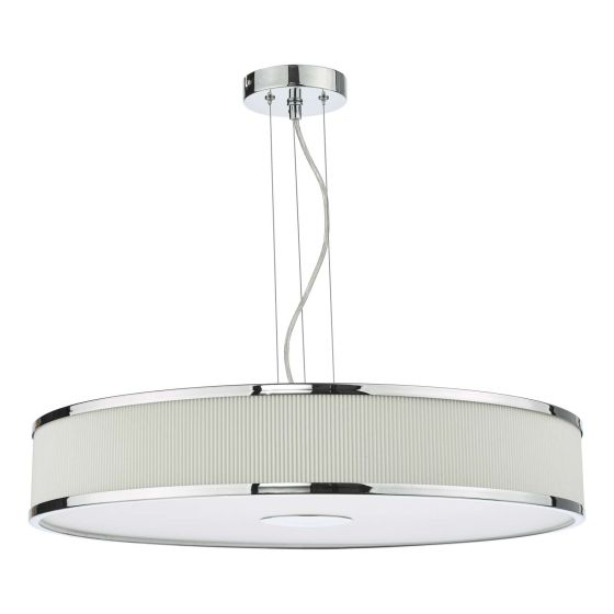 Där Lighting Alvaro 6 Light Pendant Polished Chrome With Ivory Shade