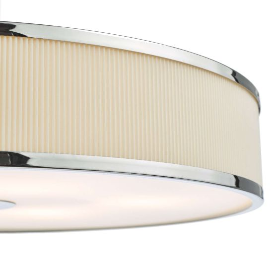 Där Lighting Alvaro 6 Light Pendant Polished Chrome With Ivory Shade