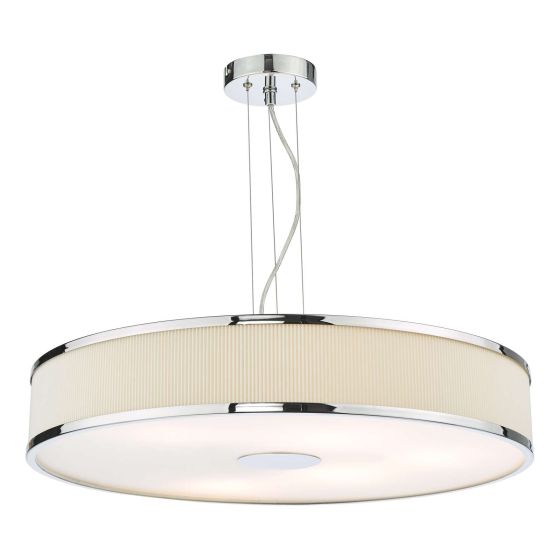 Där Lighting Alvaro 6 Light Pendant Polished Chrome With Ivory Shade