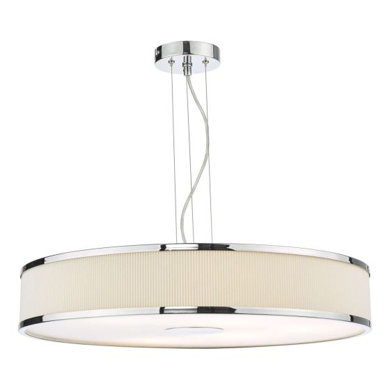 där lighting Alvaro 6 Light Pendant Polished Chrome With Ivory Shade