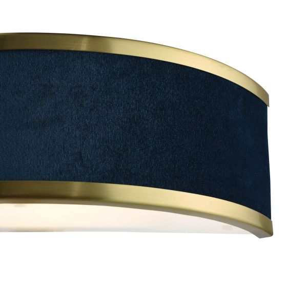 Där Lighting Alvaro Wall Light Brushed Brass With Blue Shade