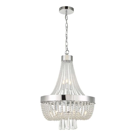 där lighting Alyssa 9 Light Pendant Polished Chrome Glass