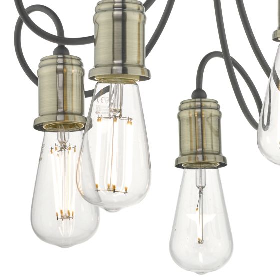 Där Lighting Alzbet 5 Light Semi Flush Antique Brass & Black