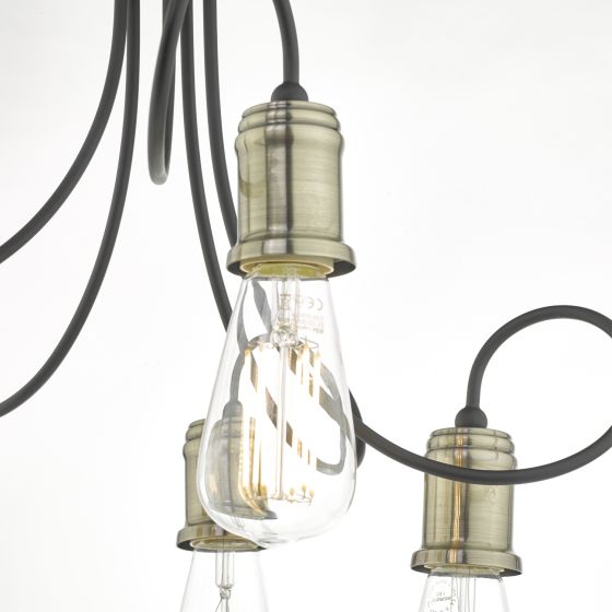 Där Lighting Alzbet 5 Light Semi Flush Antique Brass & Black