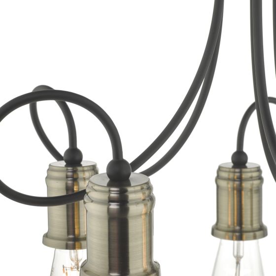 Där Lighting Alzbet 5 Light Semi Flush Antique Brass & Black