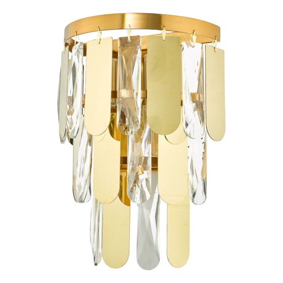 Där Lighting Amira 2 Light Wall Light Polished Gold Crystal