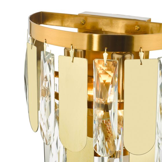 Där Lighting Amira 2 Light Wall Light Polished Gold Crystal