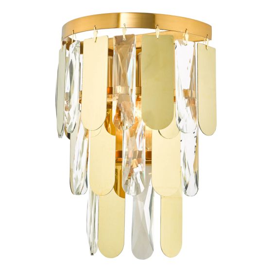 där lighting Amira 2 Light Wall Light Polished Gold Crystal