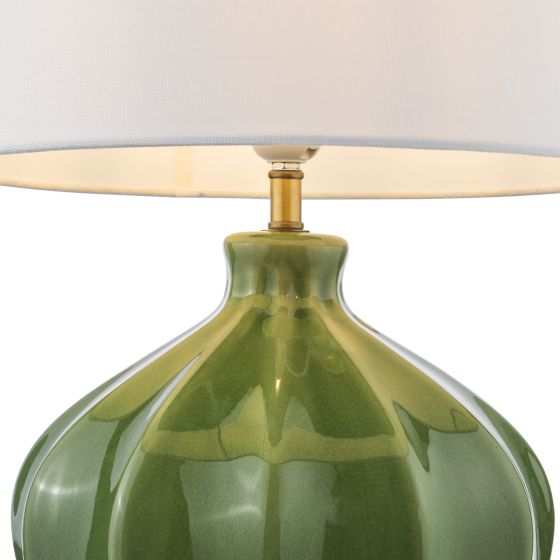 Där Lighting Amrita Ceramic Table Lamp Green And Antique Brass With Shade