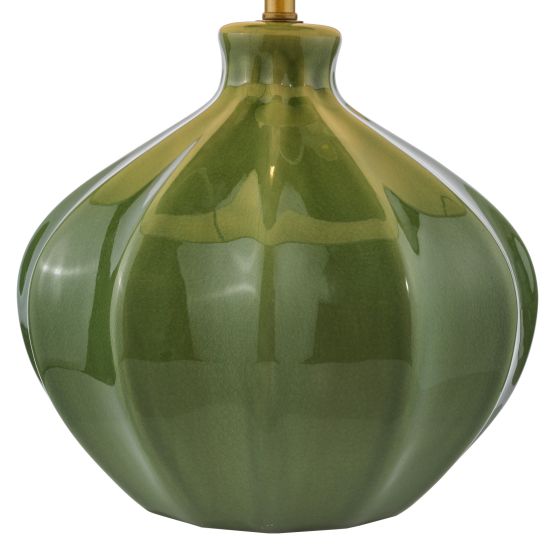 Där Lighting Amrita Ceramic Table Lamp Green And Antique Brass With Shade