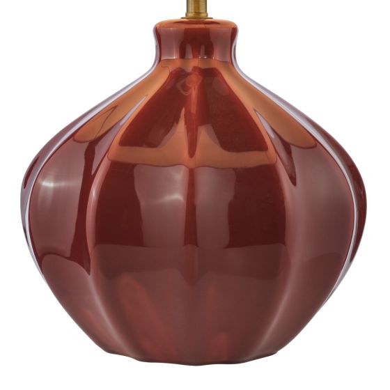 Där Lighting Amrita Ceramic Table Lamp Red And Antique Brass With Shade