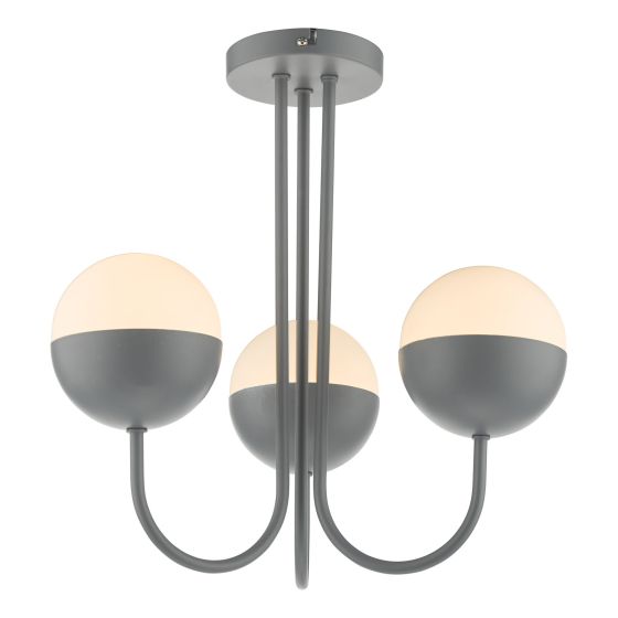 Där Lighting Andre 3 Light Semi Flush Grey Opal Glass