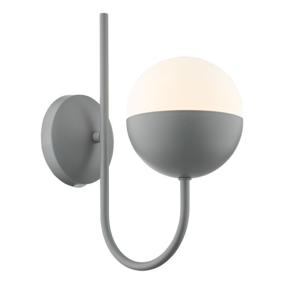 Där Lighting Andre Single Wall Light Grey Opal Glass