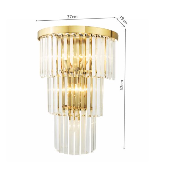 Där Lighting Angel 6 Light Wall Light Crystal And Antique Gold