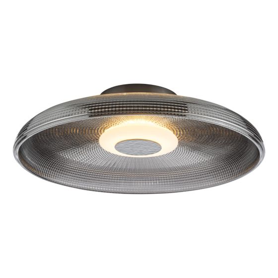 där lighting Ansel Flush Smoked Glass and Polished Black Chrome LED