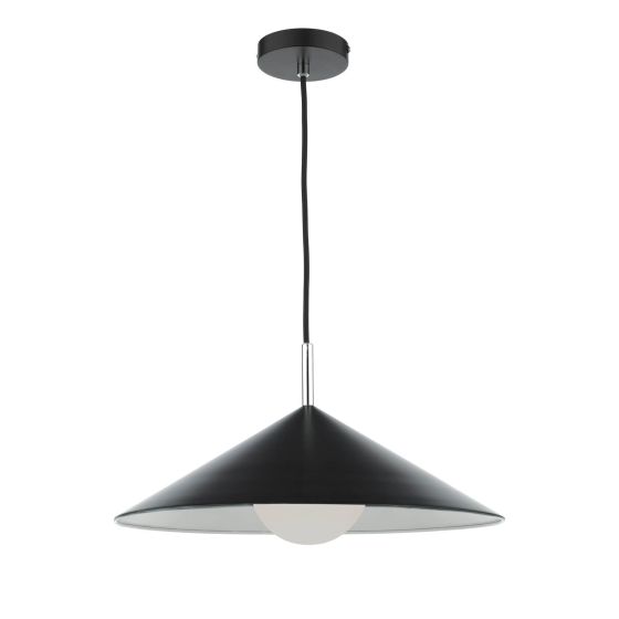 Där Lighting Apex 1 Light Single Pendant Matt Black Polished Chrome