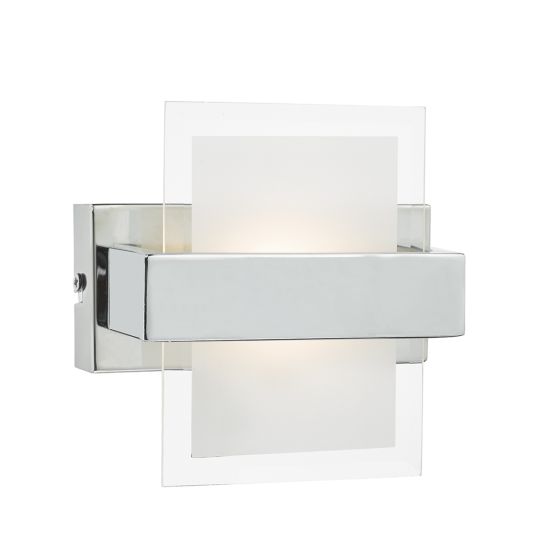 där lighting Apt LED Wall Light Polished Chrome & Glass