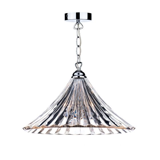 Där Lighting Ardeche 1 Light Large Pendant Clear Glass Polished Chrome