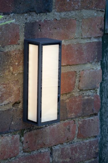 Där Lighting Arham Outdoor Wall Light Matt Grey Frosted Glass IP65 LED
