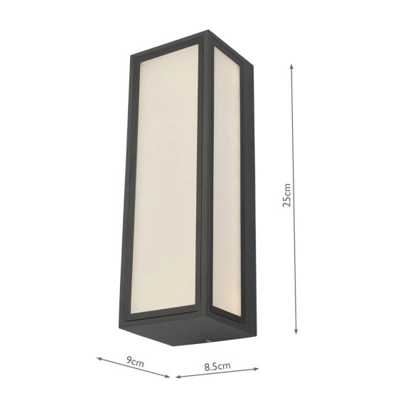 Där Lighting Arham Outdoor Wall Light Matt Grey Frosted Glass IP65 LED