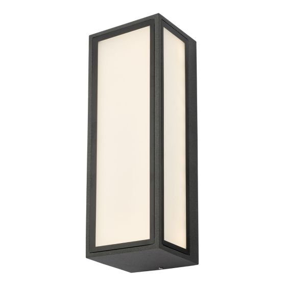 där lighting Arham Outdoor Wall Light Matt Grey Frosted Glass IP65 LED