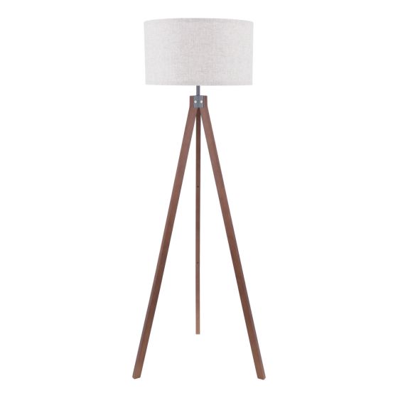Där Lighting Armitage Tripod Floor Lamp Dark Wood With Shade