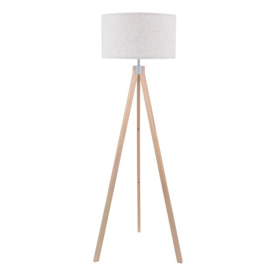 Där Lighting Armitage Tripod Floor Lamp Light Wood With Shade