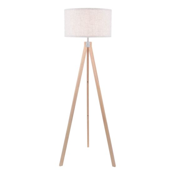 Där Lighting Armitage Tripod Floor Lamp Light Wood With Shade