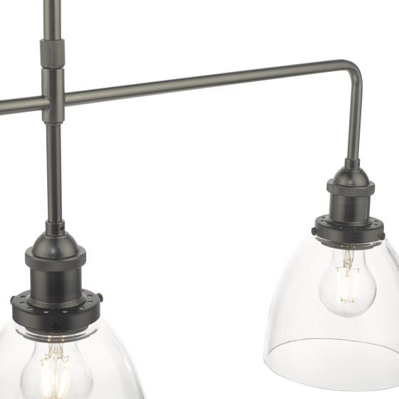 Där Lighting Arvin 3 Light Bar Pendant Antique Chrome & Glass