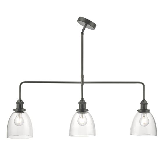 Där Lighting Arvin 3 Light Bar Pendant Antique Chrome & Glass