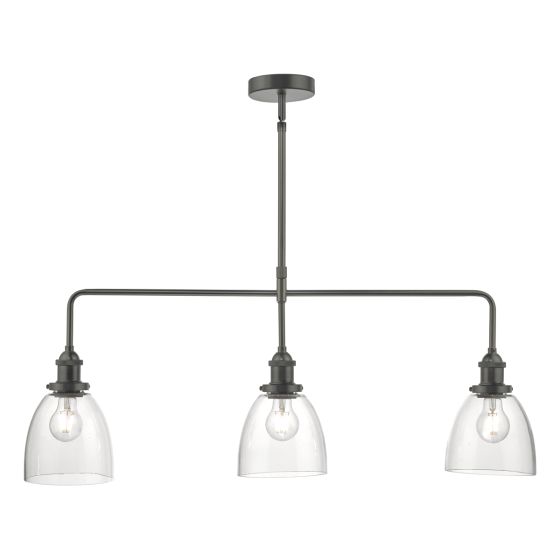 Där Lighting Arvin 3 Light Bar Pendant Antique Chrome & Glass