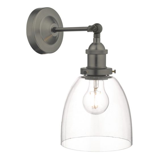 där lighting Arvin Industrial Wall Light Antique Chrome with Clear Glass Shade