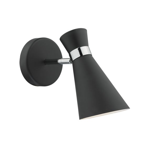 Där Lighting Ashworth Single Wall Spotlight Matt Black Polished Chrome