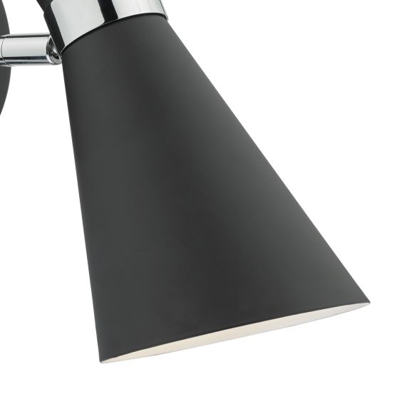 där lighting Ashworth Single Wall Spotlight Matt Black Polished Chrome