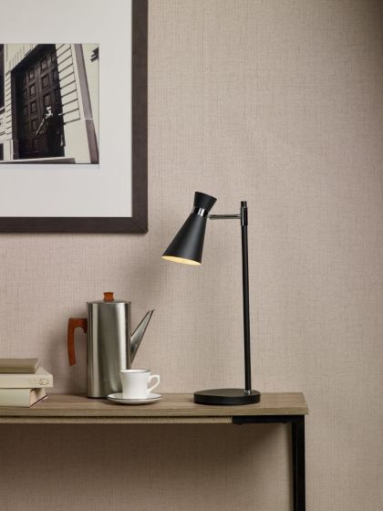 Där Lighting Ashworth Table Lamp Matt Black & Polished Chrome