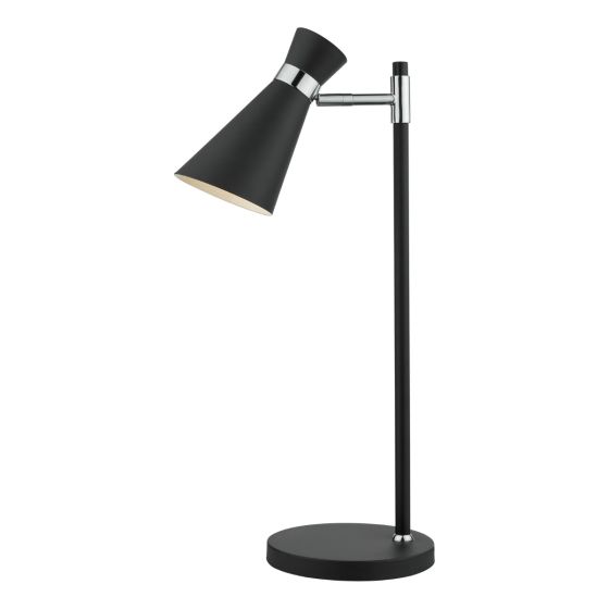 där lighting Ashworth Table Lamp Matt Black & Polished Chrome