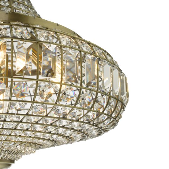 Där Lighting Asmara 6 Light Pendant Antique Brass Crystal