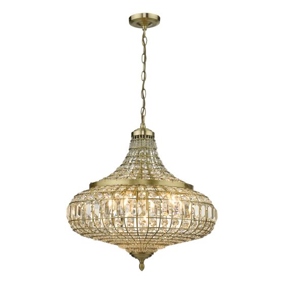 Där Lighting Asmara 6 Light Pendant Antique Brass Crystal
