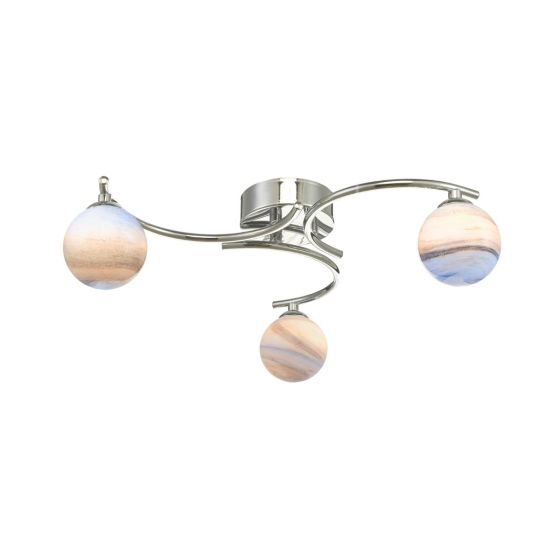 där lighting Atiya 3 Light Semi Flush Polished Chrome With Planet Style Glass