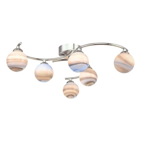 där lighting Atiya 6 Light Semi Flush Polished Chrome With Planet Style Glass