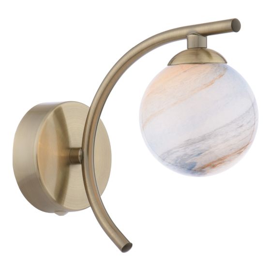 Där Lighting Atiya Wall Light Antique Brass With Planet Style Glass
