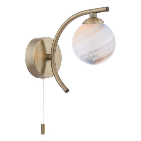 där lighting Atiya Wall Light Antique Brass With Planet Style Glass
